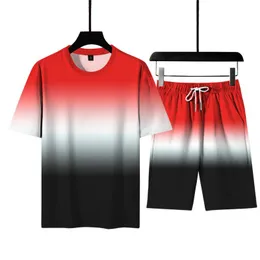 Summer Men's Tracksuits 2-piece Set Men Sports Clothing Basketball Fitness 3D Short Sleeve + Shorts