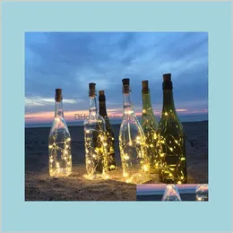 Inne Świąteczne Dostawy Strona główna Ogród Ogród 2 M LED Bottle Korek 8 Kolory Wodoodporne Stringi Fairy Lights na rok Choinki Valenti