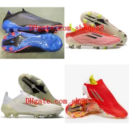 2021 Gelenler En Kaliteli Erkek Futbol Ayakkabıları X Speedflow + FG Kırmızı / Çekirdek Siyah / Güneş Kırmızı Cleats Futbol Çizmeler Scarpe da Calcio Firma Zemin