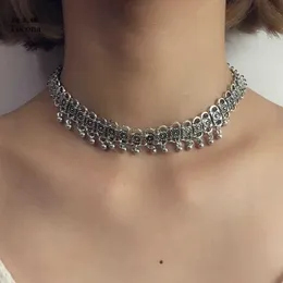 tocona flower alloy bead necklace tassel short necklacepopular models catwalk fashion alloy neck and neck tassel necklace