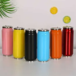 LDFCHENNEL 500ML Sports Thermos Cup With Straw Thermal Beverage Cans Cola Mugs Stainless Steel Vacuum Insulated Water Bottles 2012288t