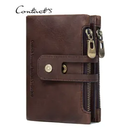 HBP contacts family European and American fashion wallets double zipper buckle purse men retro Crazy Horse Leather Men's bag casual zero wallet