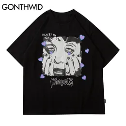 Magliette divertenti smorfia faccia stampa magliette camicie streetwear uomo hip hop harajuku casual cotone manica corta magliette uomo 210602