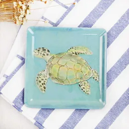 2 sztuk 14 cm Square Cute Snack Cake Dessert Plate Melaminine Obiadowe Zestaw do wesele Dishes and Plates Sets