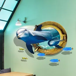 Die Unterwasserwelt Delphin Wandaufkleber Wohnzimmer Hintergrund Aufkleber Muraux Home Decor Adesivo De Parede 3D 210420