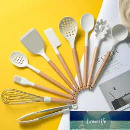 Kitchen Cooking Kitchenware Tool Silicone Utensils With Wooden Multifunction Handle Non-Stick Spatula Ladle Egg Beaters Shovel