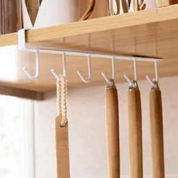 Organisation de stockage de cuisine étagère sans poinçon placard étagère crochet suspendu placard vêtements tasse tasse métal organisateur cintre crochets