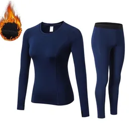 Women Thermal underwear thin fleece female long johns winter tight fitness solid color 211211
