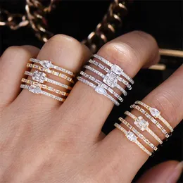 GODKI LUXUYR 5 Rows Statement Rings for Women Cubic Zircon Finger Beads Charm Ring Bohemian Beach Jewelry Gift 211217