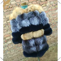 Arrive Customized Real Whole Skin Red Fur Coat Long Women's Silver Coats Sleeve Detachable Jackets Warm Thicken & Faux