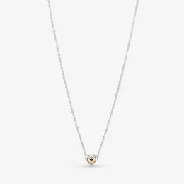 Designer Smycken 925 Silver Halsband Hjärta Pendant Passande Pandora Domed Golden Heart Collier Kärlek Halsband Europeisk stil Charms Bead Murano