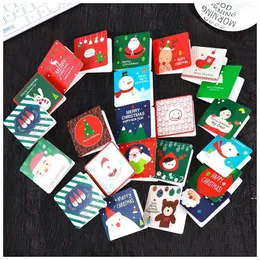 Merry Christmas Greeting Paper Card Xmas Santa Clau Pattern Postcard Snowman Cards Handwritten Wishes Greetings Postcards JJB10895
