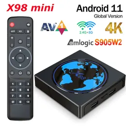 X98 mini 2GB 16GB Smart TV Box Android 11 x98mini Amlogic S905W2 Quad Core 2.4G 5G WiFi 100m 4K 60fps Media Player