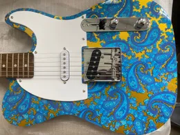 Crook Brad Paisley Signature FlyingWV Blue Gold Electric Guitar Maple Neck、White Pickguard Pickguard、Chrome Hardware
