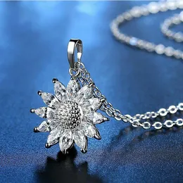 Pendant Necklaces Sunflower Necklace For Women Fashion Jewelry Copper Zircon Big Flower Luxury Choker Korea Style Wholesale