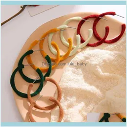 Jewelryvienkim 5 Colors Корейский модный круг плюшевые серьги обручи для женщин С серьги C милые ювелирные изделия круглосу