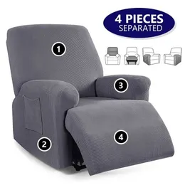 Fodera per sedia reclinabile a 4 pezzi separata Fodera morbida spessa per soggiorno Divano Divano Poltrona Stretch elastico 211116