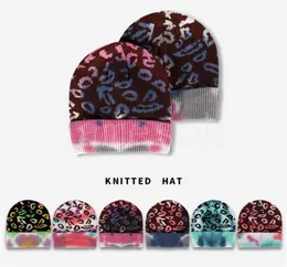 Festivo inverno chapéu chapéu tintura tintura tintura leopardo mulher quente homem homem grosso menino menina outono crânio beanie hop cap dd761