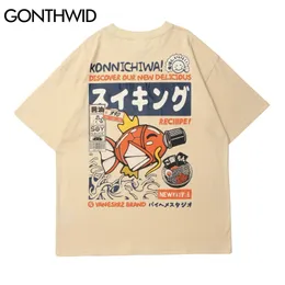 T - shirts Harajuku japanes estilo dos desenhos animados Poster dos desenhos animados Camisetas Crepituras do Hip Hop Camisetas Tops de algodão casuais 210602