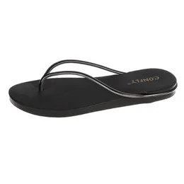 Mode designer kvinnor strand sandaler flip flops svart vit slipper sommar gelé lägenheter skor damer sandal loafers storlek 35-40 005