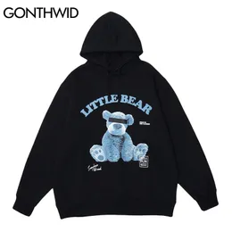 GONTHWID Blindfolded Toy Bear Print Hooded Sweatshirts Streetwear Hip Hop Men Casual Harajuku Hoodies Fashion Pullover Tops Male 210813