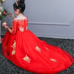 Tjejer klänningar för bröllop tulle spets lång tjej klänning parti pageant klänning barn prinsessan kostym för barn elegant prom klänning q0716