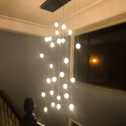 デュプレックス階段長いシャンデリアランプヴィラリビングルーム照明モダンなシンプルな雰囲気クリスタルライトラグジュアリーロフトアパート