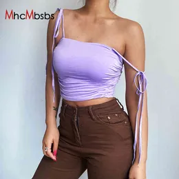 Frauen Sexy Strap Bandage Tank Top Geraffte Ärmel Bodycon Camis Casual Y2K Kleidung Sommer Backless Crop Tops Streetwear 210517