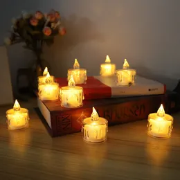 Novelty Flamess Led Tea Light Candle Lights Varm Vit Gult Batteri Drift Flickning Tealight För Bröllop Birthday Party Store Restaurant