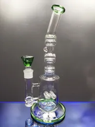 Green Bong Dab Rig Hookahs Gridded Inline Perc Återvinn oljeledningar Bongs med 18,8 mm Joint Heady Glass for Smoking Zeusart Shop