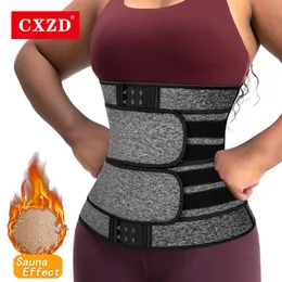 CXZD Waist Trainer Thermo Sweat Three Breasted Belt Corset Kvinnor Tummy Shapewear Fat Modeling Strap Body Shaper Girdle