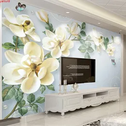 사용자 정의 사진 벽화 3D 현대 손으로 그린 ​​나비 꽃 유화 벽지 거실 소파 TV 배경 벽 그림 quatity