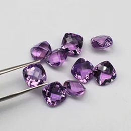 Natural Pillow-Shaped Amethyst For Men Women, Bare Stone Square Lattice Surface, Crystal Clear And Transparent Jewelry H1015