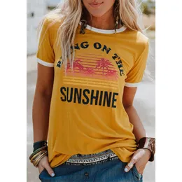 プラスサイズの女性Tシャツ夏半袖トップスティーサンシャインTシャツファム原宿TシャツレディーストップスTEE 210419