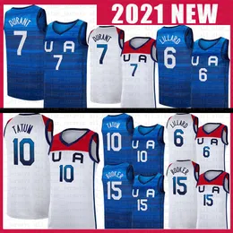 Team America 2021 USA Tokyo Summer Dark Blue White Damian 6 Lillard Kevin 7 Durant Jayson 10 Tatum Devin 15 Booker Contrast Color