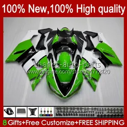 川崎忍者OEM ZX600C ZX636 ZX 6R 6 R 600 CC 05-06 BodyWorks 7no.8 ZX-600 ZX 636 ZX-600 ZX-636 600 CC ZX6R 05 06 ABSフェアリングキットグリーンホワイト