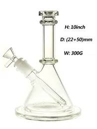 Glass Hosah Bongs Pipes (22+50) mm 10inch bägare med 14/19mm downstem och skål 300 g/pc för GB005