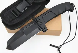 Coltello chiudibile tattico di sopravvivenza forte di promozione 440C Impugnatura Tanto Point 6061-T6 rivestita in titanio con fodero in nylon e confezione al dettaglio