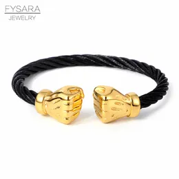 Gold Black Fist Cable Wire Bangles Vintage Cuff Bracelets Fashion Jewelry Fashion Accessories Men Cuff Punk Bracelets