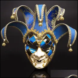 Maski świąteczne przyjęcie do domu Głowód w stylu Venice 44*17cm świąteczny maskarada fl twarz zabytkowa maska ​​3 kolory na cosplay Night Cl