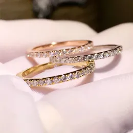 Bandringar Nya 2024 Minimalistiska tunna ringar för kvinnor Bröllop lysande kubisk zirkon Högkvalitativ silver mångsidig kvinnlig fingerring smycken