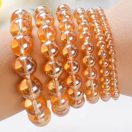 6mm 8mm 10mm 12mm Glas Beaded Strands Charm Armband för kvinnor Män Flicka Party Club Casual Fashion Smycken