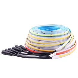 COB LED Strip 384LEDS / M 52LEDS / M Mjukt flexibel ljusstång Varm kallt vit för dekor belysning 3000K 4000K 6000K DC12V / 24V