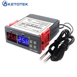 STC-3008 220V Två relä Digital termostatstemperaturregulator för inkubatortermometerstyrningsomkopplare 10a 240V AC-relä