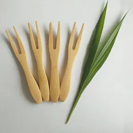 Tek Kullanımlık Bambu Gıda Çatalları Kokteyl Meyve Çatal Parti Tatlı Kek Eşyası