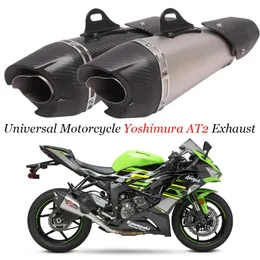 System wydechowy Motocykl Yoshimura AT2 Uniwersalny tłumik GP Escape Moto Zmodyfikowany włókno węglowe dla ZX6R ZX10R Z250 Z1000SX 150