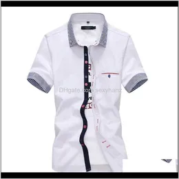 Mens Dress Left Rom Fashion Male Summer Highgrade Pure Cotton Short Sleeve Shirtsmens Breathable Lapel Casual Shirts 4Xl 5Xl Khhuo Ax0Gd