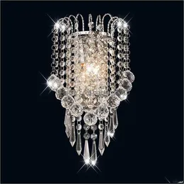 Wall Lamp Home Deco El Supplies & Garden Luces Led E14 Modern Crystal Mirror Stainless Steel Lights Lamps Sconce Fixtures For Hallway Bedsid