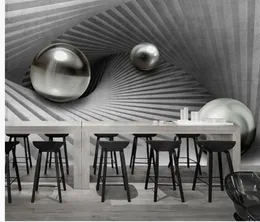 Metalowa piłka 3D Space Mural Tapety Nowoczesna tapeta do salonu