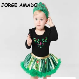 Wholesale Spring Girl Cosplay Dress Long Sleeve Lace Tutu Snowflake Princess Party Perform Kids Clothing E2043 210610